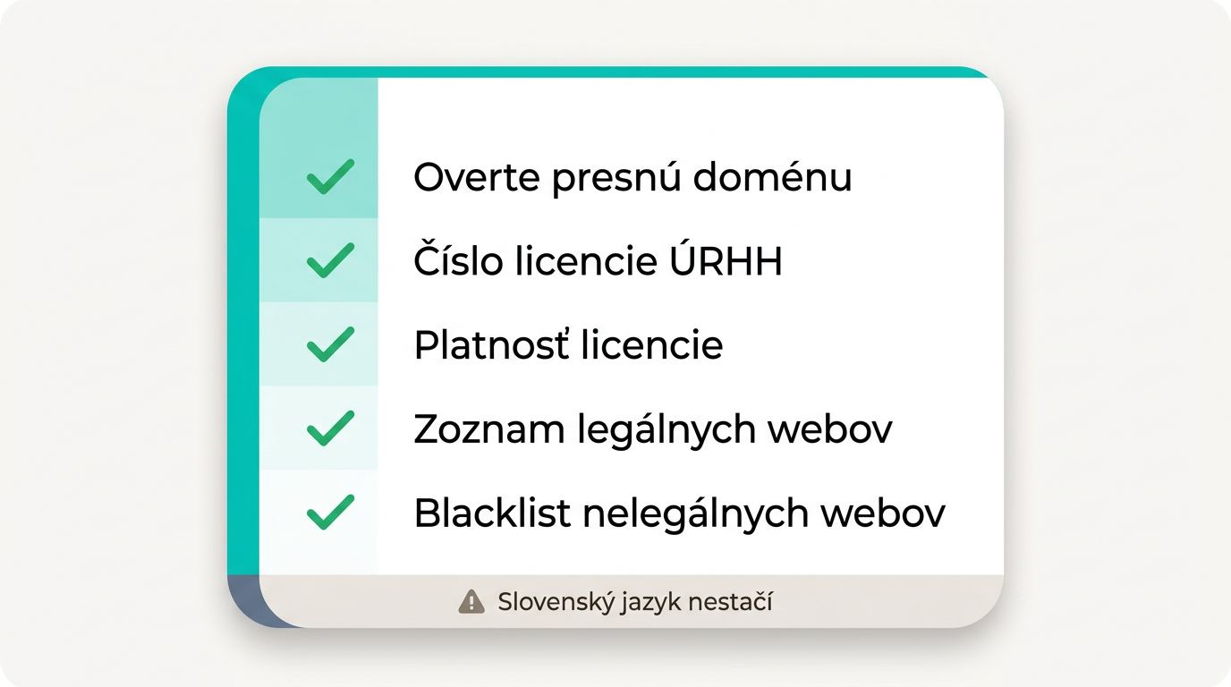 Kontrolný zoznam pre overenie legálneho online kasína na Slovensku